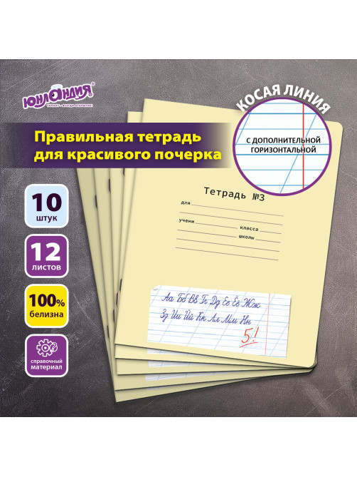 Тетради ДЭК 12 л. КОМПЛЕКТ 10 шт. ПРОПИСЬ №3