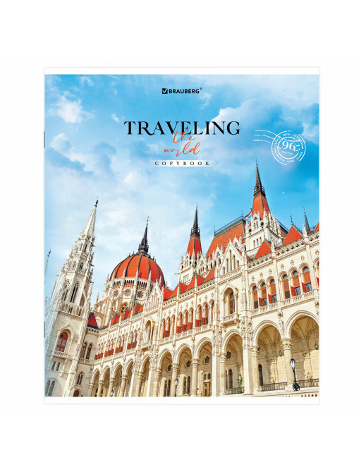 Тетрадь А5, 96 л. BRAUBERG, скоба, линия, обложка картон, 