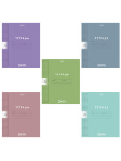 Тетрадь обложка пластик, 24 л., клетка, HATBER, Color Set (микс в спайке), 092030, 24Т5В1пл