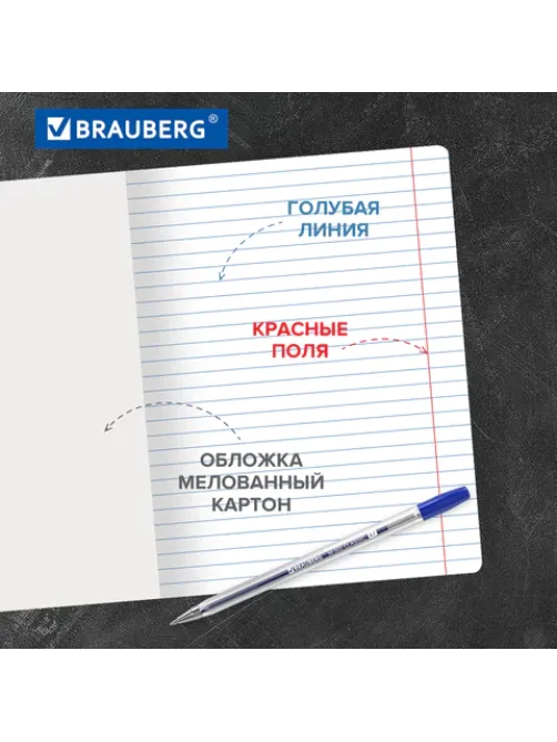 Тетради ДЭК 12 л. КОМПЛЕКТ 10 шт. BRAUBERG КЛАССИКА, линия, обложка картон, БЕЛАЯ, 107063