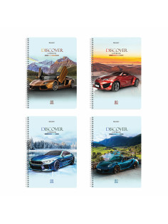 Тетрадь А4, 80 л., BRAUBERG, гребень, клетка, обложка картон, Discover, 404050
