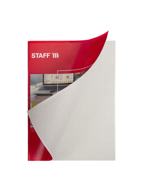 Тетрадь А4, 96 л., STAFF Basic скоба, клетка, офсет №2 ЭКОНОМ, обложка картон, 