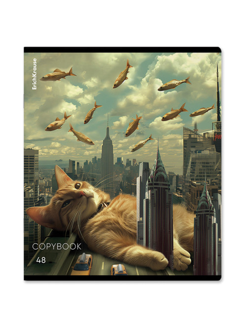 Тетрадь А5, 48 л., ERICH KRAUSE, скоба, клетка, глянцевая ламинация, 