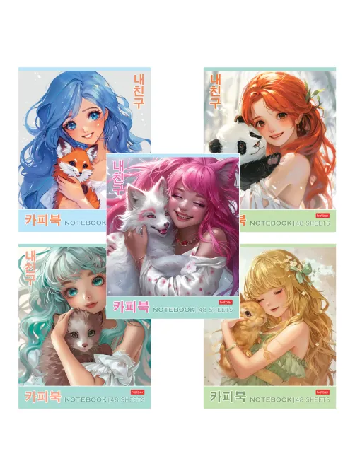 Тетрадь А5 48 л., HATBER скоба, клетка, Soft-touch ламинация, 