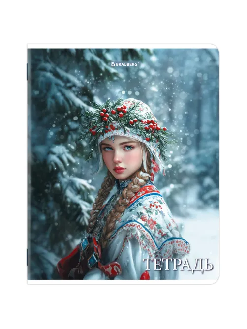Тетрадь А5, 48 л., BRAUBERG, скоба, клетка, глянцевый лак, 