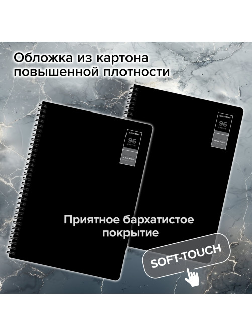 Тетради ДЭК А4 96 л. КОМПЛЕКТ 2 шт., BRAUBERG, гребень, клетка, 80 г/м2, Soft-Touch, 