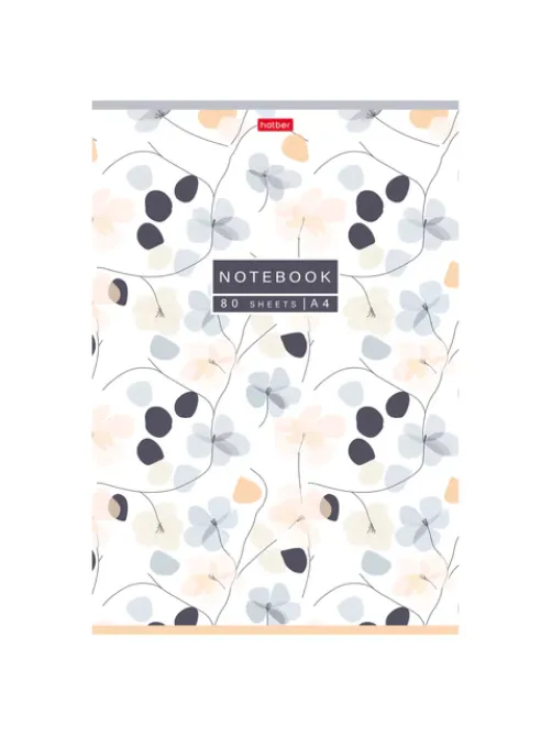 Тетрадь А4, 80 л., HATBER, скоба, клетка, Soft-touch ламинация, 