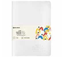 Тетрадь 60 л. в линию обложка кожзам SoftTouch, сшивка, B5 (179х250мм), БЕЛЫЙ, BRAUBERG RAINBOW, 403887