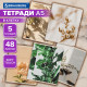 Тетради ДЭК А5 48 л. КОМПЛЕКТ 5 шт. BRAUBERG, скоба, клетка, SoftTouch, 