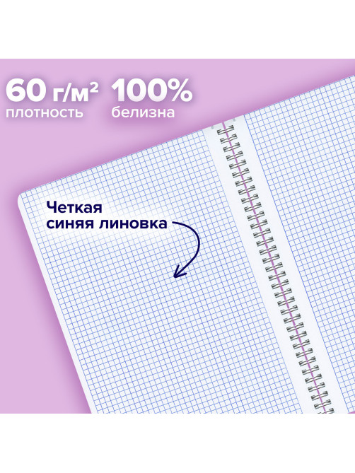 Тетради ДЭК А4 96 л. КОМПЛЕКТ 2 шт. BRAUBERG гребень, клетка, матовая ламинация, MINIMAL PASTEL, 404879