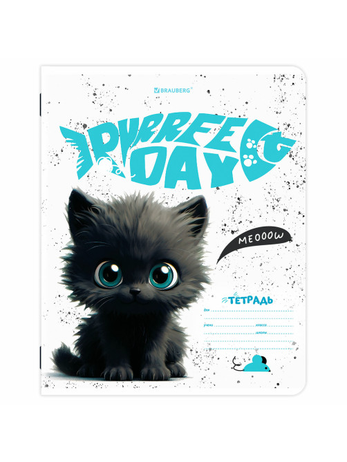 Тетрадь 18 л. BRAUBERG клетка, обложка картон, КОТИКИ, 107300