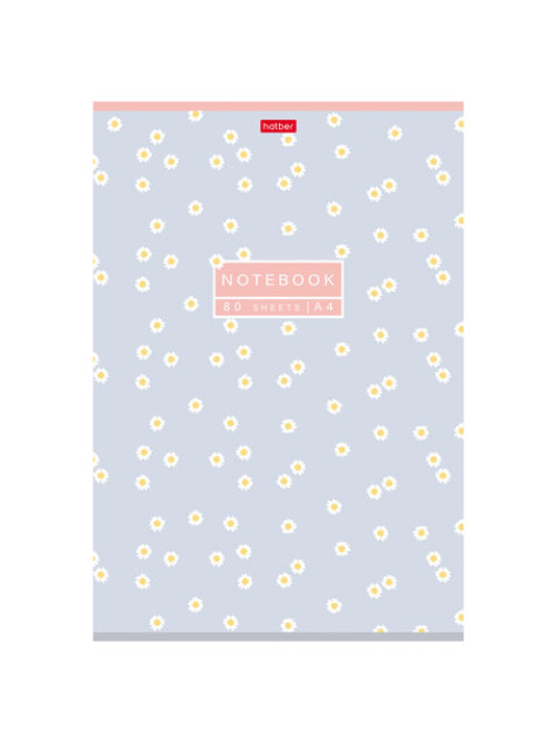 Тетрадь А4, 80 л., HATBER, скоба, клетка, Soft-touch ламинация, 