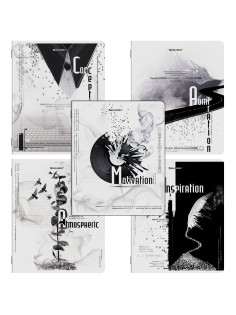 Тетради ДЭК А5 48 л. КОМПЛЕКТ 5 шт. BRAUBERG скоба, клетка, матовая ламинация, BLACK&WHITE, 404963