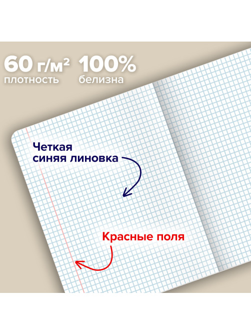 Тетради ДЭК А5 48 л. КОМПЛЕКТ 5 шт. BRAUBERG скоба, клетка, матовая ламинация, MOOD, 404955