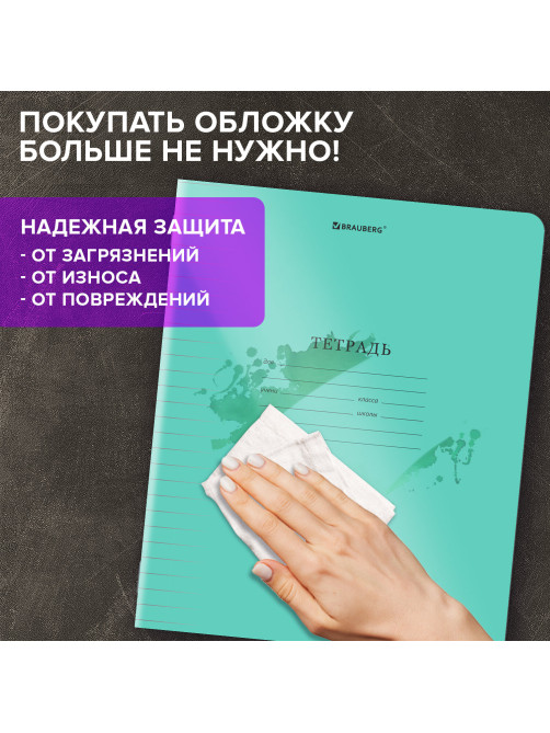 Тетрадь пластиковая обложка (прозрачная) 12 листов, линия, BRAUBERG 