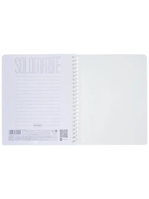 Тетрадь А5 96 л., HATBER, гребень, клетка, Soft-touch ламинация, SoloMatte 