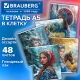 Тетрадь А5, 48 л., BRAUBERG, скоба, клетка, глянцевый лак, 