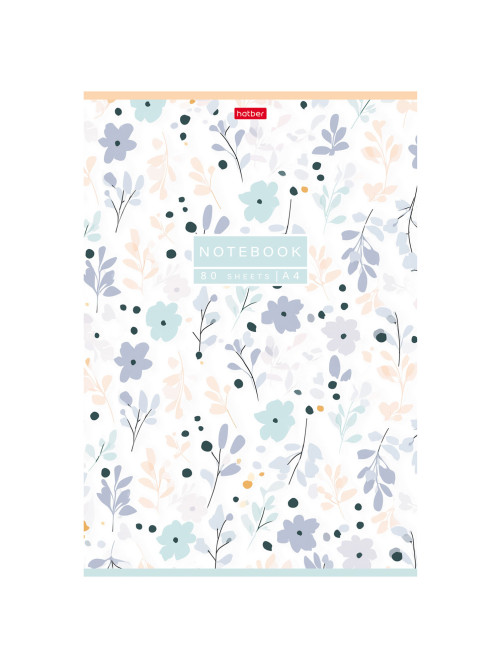 Тетрадь А4, 80 л., HATBER, скоба, клетка, Soft-touch ламинация, 
