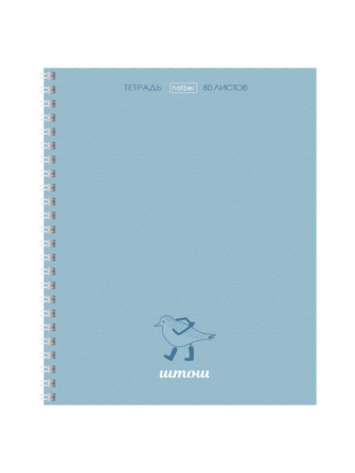 Тетрадь А5, 80 л., HATBER, гребень, линия, матовая ламинация, 