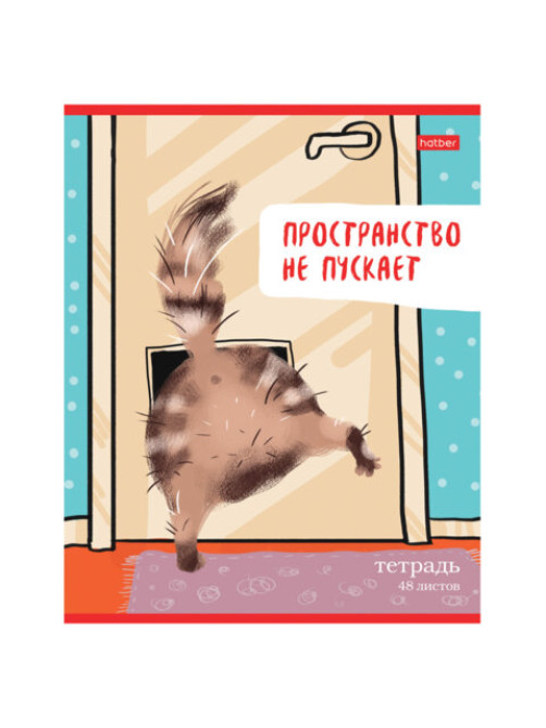 Тетрадь А5 48 л., HATBER скоба, линия, обложка картон, 