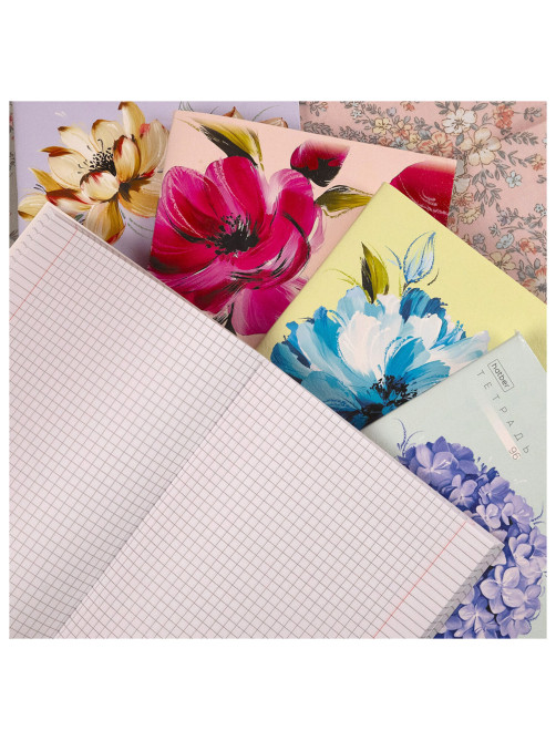 Тетрадь А5, 96 л., HATBER, скоба, клетка, тиснение, 