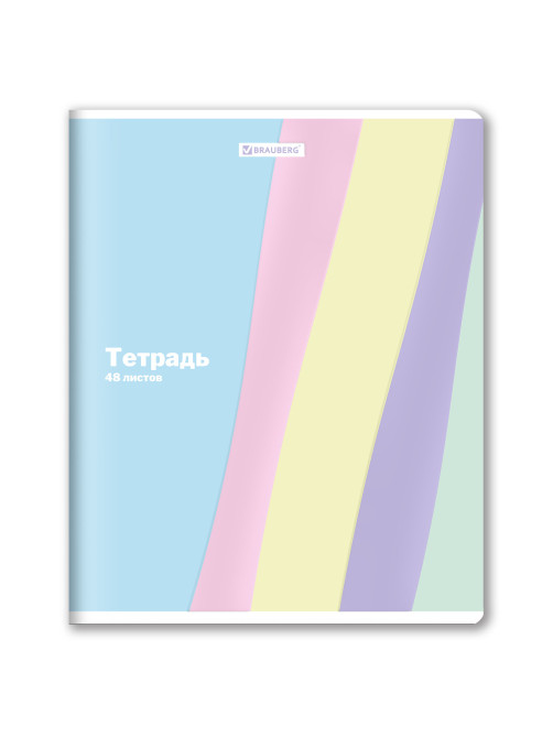 Тетрадь А5 48 л. BRAUBERG скоба, клетка, выборочный лак, кросс-серия PASTEL, 405189