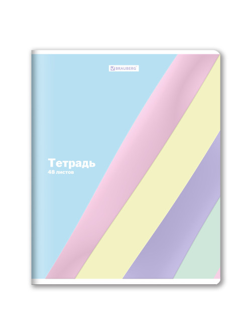 Тетрадь А5 48 л. BRAUBERG скоба, клетка, выборочный лак, кросс-серия PASTEL, 405189