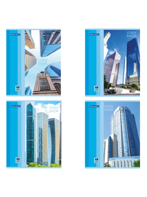 Тетрадь А5, 48 л., BRAUBERG, скоба, клетка, обложка картон, МЕГАПОЛИС, 402777