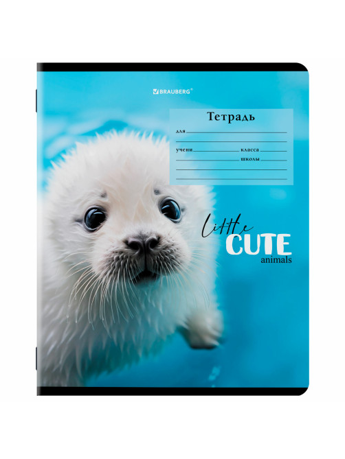 Тетрадь 12 л. BRAUBERG, клетка, обложка картон, CUTE ANIMALS, 107266