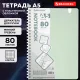 Тетрадь обложка пластик, А5 80 л., гребень мягкий, вырубка для ручки, клетка, BRAUBERG, светло-зеленый, 405378