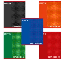 Тетрадь А5, 48 л., STAFF, скоба, клетка, офсет №2 ЭКОНОМ, обложка картон, 