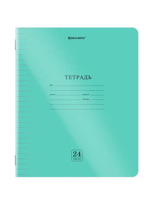 Тетрадь пластиковая обложка (прозрачная) 24 листа, линия, BRAUBERG 