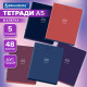 Тетради ДЭК А5 48 л. КОМПЛЕКТ 5 шт. BRAUBERG скоба, клетка, SoftTouch, 