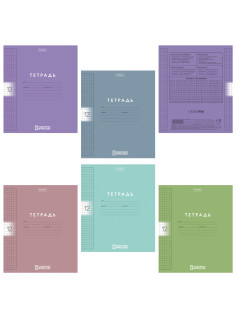 Тетрадь обложка пластик, 12 л., клетка, HATBER, Color Set (микс в спайке), 092025, 12Т5В1пл