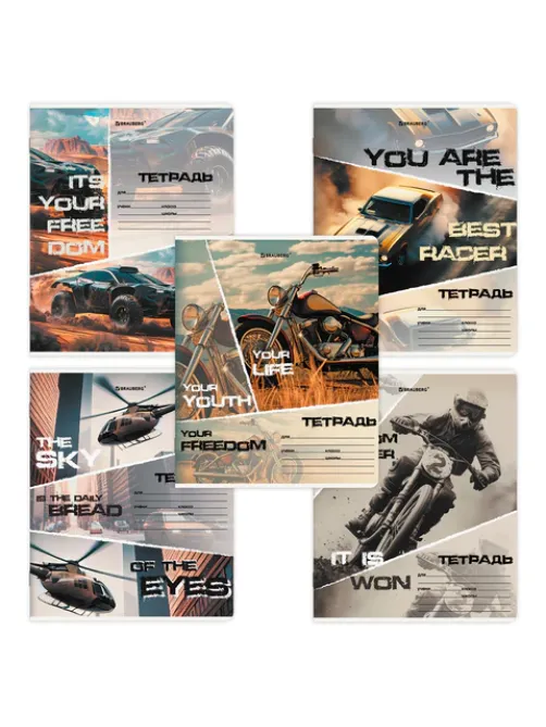 Тетрадь 24 л. BRAUBERG, клетка, обложка картон, AUTO-MOTO, 107307