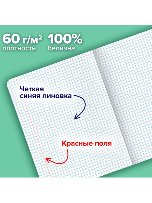 Тетради ДЭК А5 48 л. КОМПЛЕКТ 5 шт. BRAUBERG скоба, клетка, SoftTouch, 