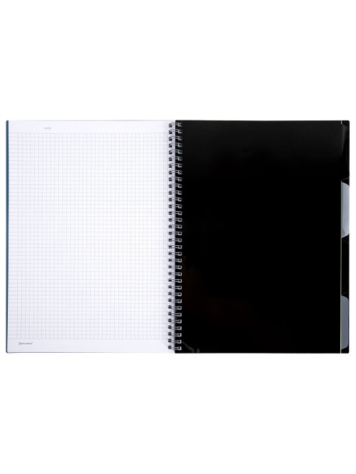 Тетрадь обложка пластик, А4 80 л., гребень, 4 разделителя, клетка, BRAUBERG, синий, 405364