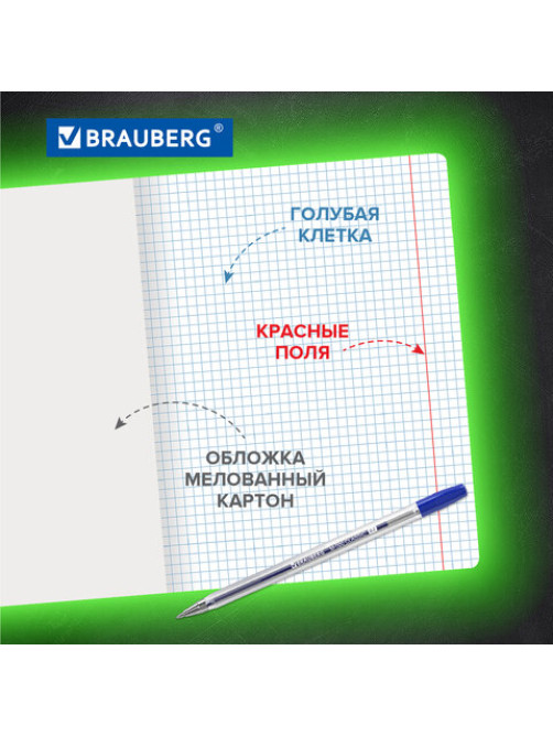 Тетради ДЭК 18 л., КОМПЛЕКТ 20 шт., BRAUBERG КЛАССИКА, клетка, обложка картон, СИНЯЯ, 106968