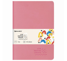 Тетрадь 60 л. в линию обложка кожзам SoftTouch, сшивка, B5 (179х250мм), РОЗОВЫЙ, BRAUBERG RAINBOW, 403885