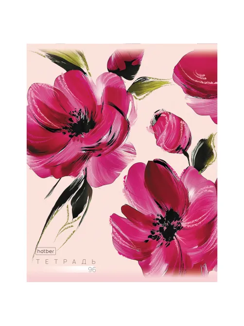Тетрадь А5, 96 л., HATBER, скоба, клетка, тиснение, 