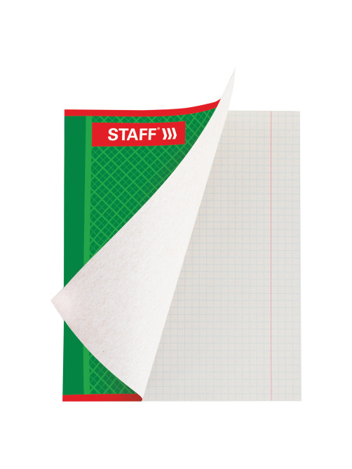 Тетрадь А5, 48 л., STAFF, скоба, клетка, офсет №2 ЭКОНОМ, обложка картон, 