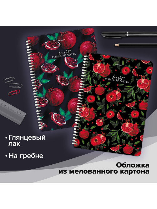 Тетради КОМПЛЕКТ 2 шт., А4, 96 л., BRAUBERG гребень, клетка, глянцевый лак, 