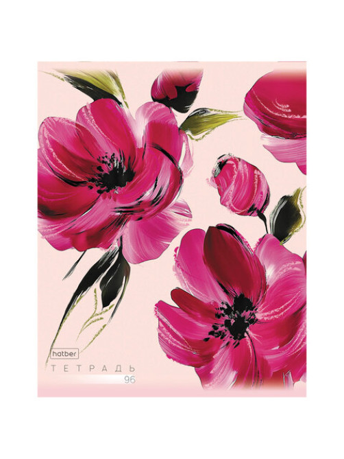 Тетрадь А5, 96 л., HATBER, скоба, клетка, тиснение, 