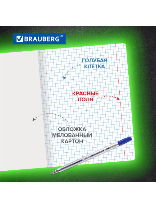 Тетради 18 л. КОМПЛЕКТ 10 шт. BRAUBERG КЛАССИКА, клетка, обложка картон, СИНЯЯ, 106658