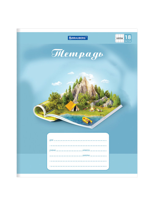 Тетрадь 18 л. BRAUBERG, клетка, обложка картон, WORLD IN BOOK, 402993