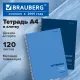 Тетрадь А4, 120 л., BRAUBERG, гребень, клетка, матовая ламинация, 