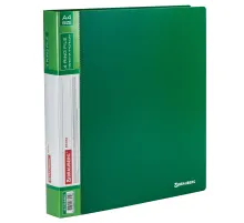 Папка на 4 кольцах, ширина 40 мм, BRAUBERG EXTRA, до 300 листов, ЗЕЛЕНАЯ, 0,8 мм, 270550