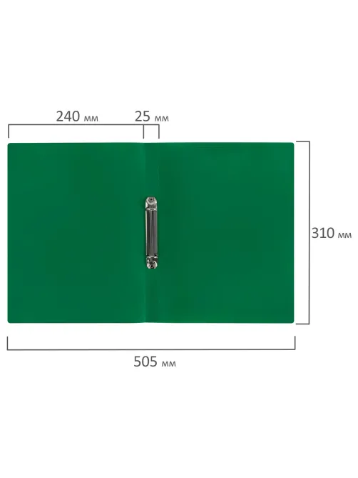 Папка на 2 кольцах А4 BRAUBERG PIXEL, 25 мм, темно-зеленая, до 170 листов, 0,5 мм, 273033