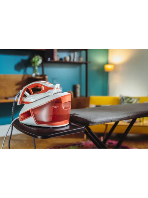 Парогенератор TEFAL SV8110E0, 2800 Вт, 6.3 Бар, постоянная подача пара 120 г/мин, паровой удар 420 г/мин, 1.8 л, белый/красный, 1830008618