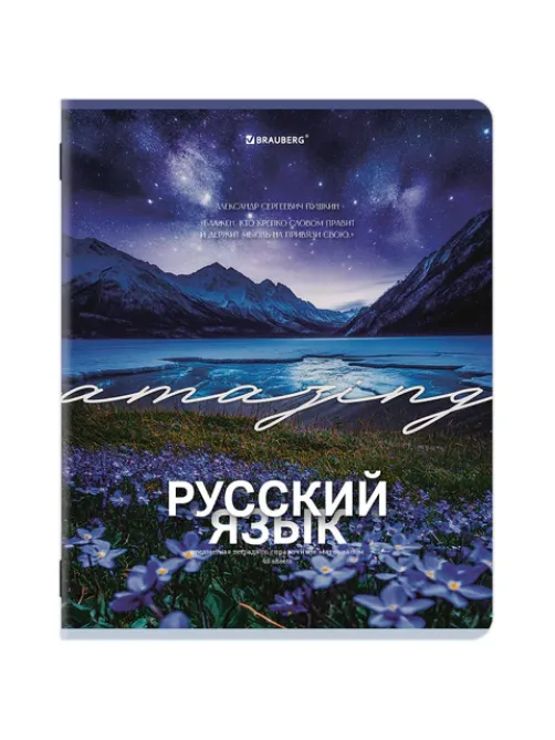 Тетрадь предметная КЛАССИКА ПРИРОДА 48 л., обложка картон, РУССКИЙ ЯЗЫК, линия, подсказ, BRAUBERG, 405091